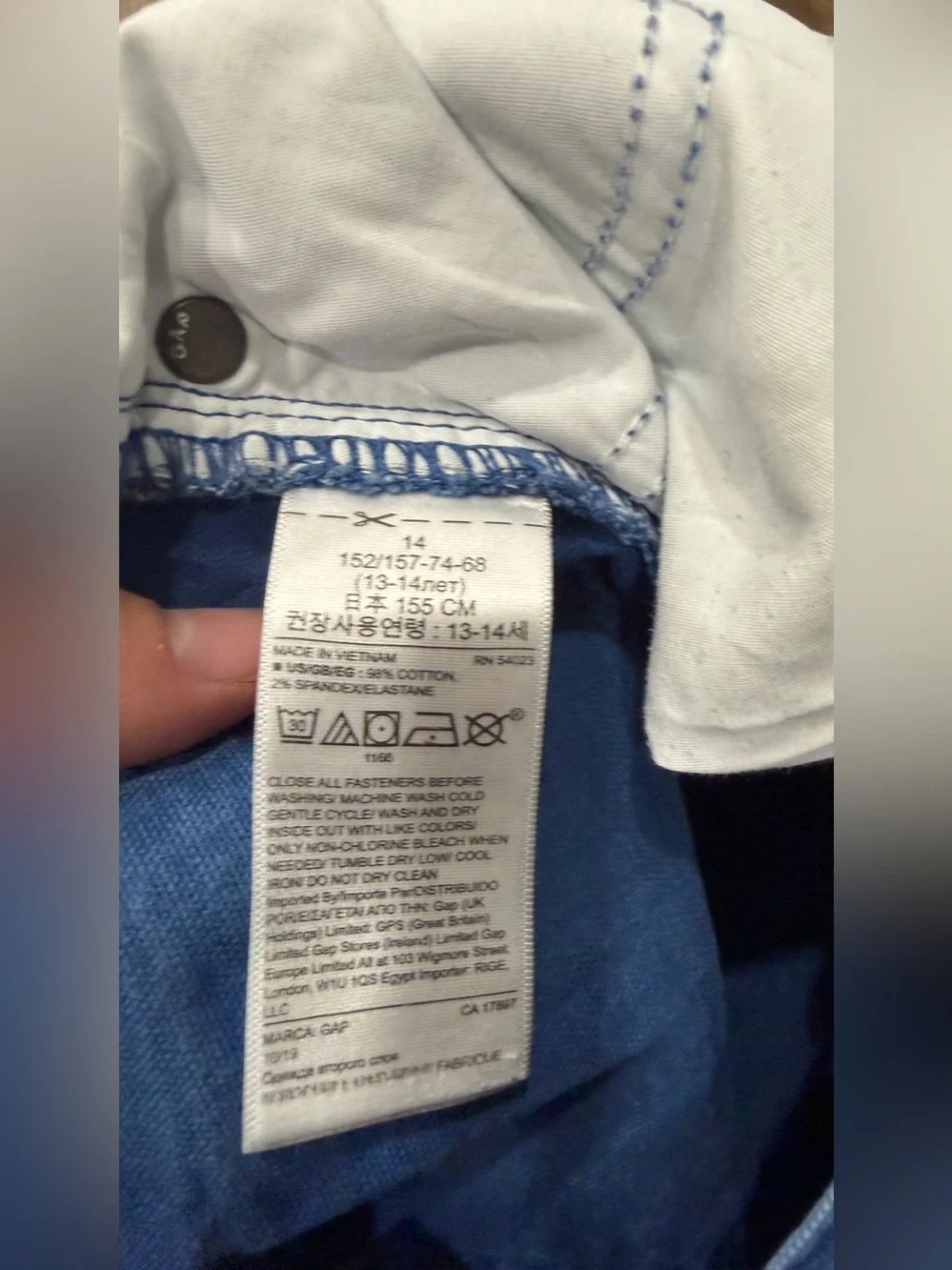 Gap Boys Straight Leg Blue Jeans, Size 14, Stretch, Adjustable Waist